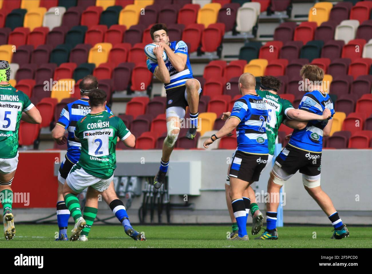 Brentford, England. 27. März 2021. Will Muir von Bath während des Spiels der Gallagher Premiership zwischen London Irish und Bath im Brentford Community Stadium. Kredit: Richard Perriman/Alamy Live Nachrichten Stockfoto