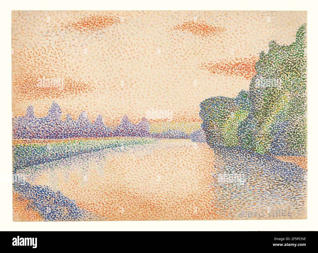 Die Ufer der Marne in Dawn. Albert Dubois-Pillet (Französisch, 1846 - 1890) Stockfoto