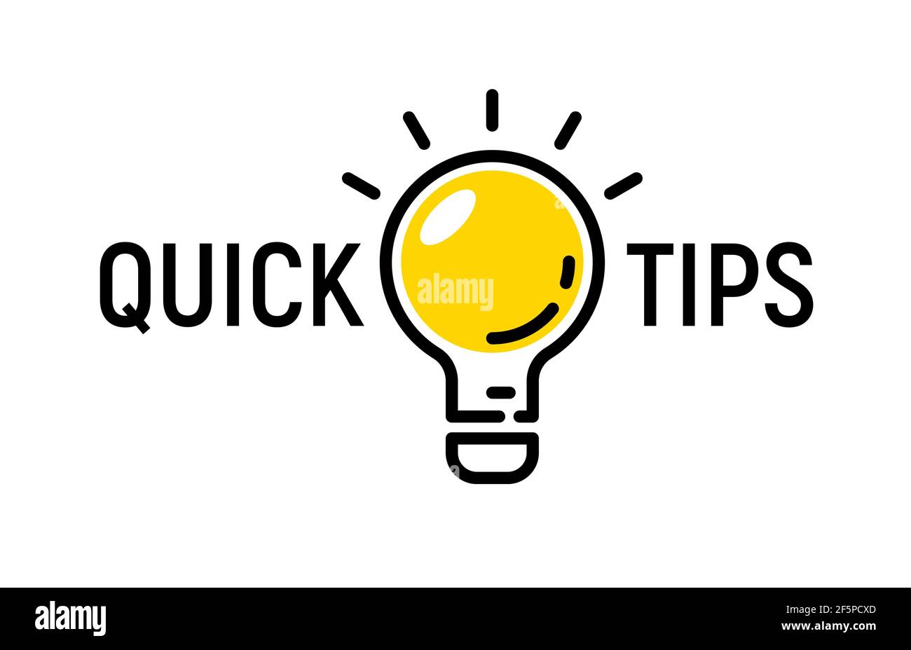 QuickTip-Vektor-Symbol-Glühlampe. Fakten Tipp Idee Linie Symbol Logo Leitfaden Stock Vektor