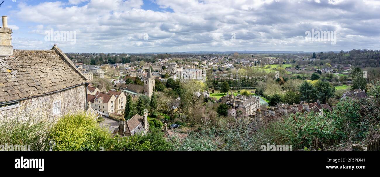 Panoramablick auf die römische Stadt Braford on Avon, Wiltshire, Großbritannien am 27. März 2021 Stockfoto