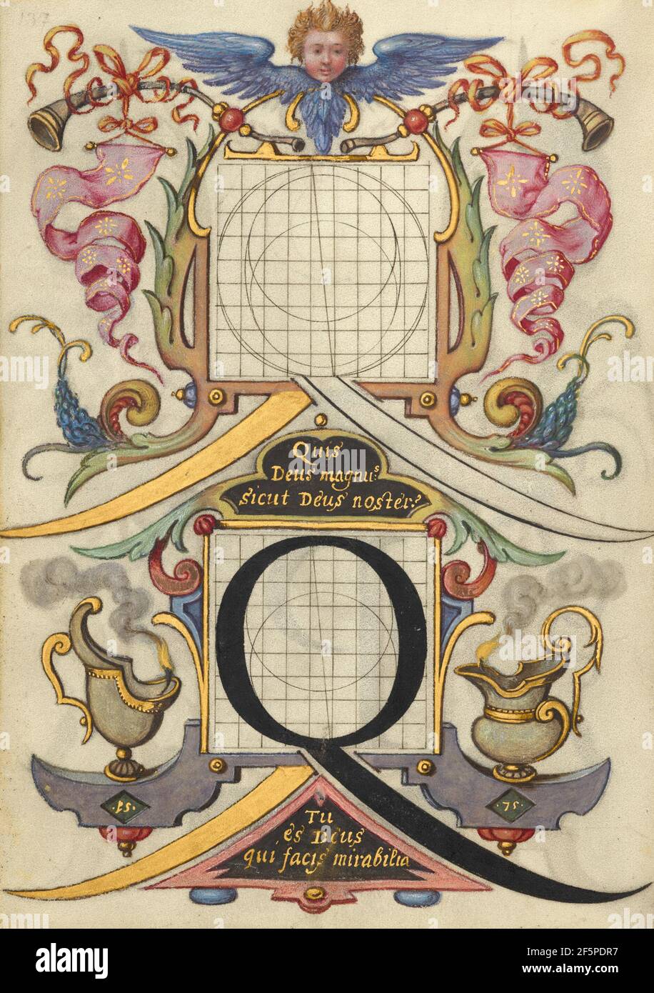 Leitfaden für den Bau des Briefes Q. Joris Hoefnagel (Flämisch / Ungarisch, 1542 - 1600) Stockfoto