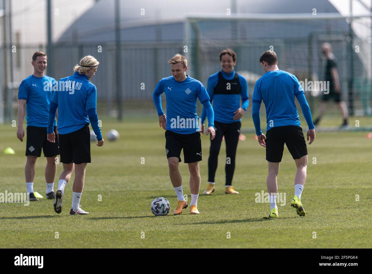 Gyor, Ungarn. März 2021, 27th. Jon Thorsteinsson aus Island bei einer Trainingseinheit im ETO Park Stadion in Gyor während der UEFA EURO U-21 Meisterschaft. (Foto Kredit: Gonzales Foto/Alamy Live News Stockfoto