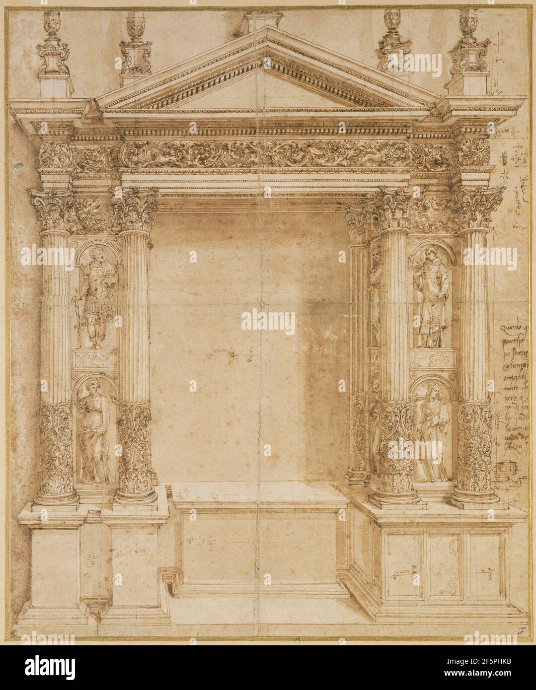 Entwurf für einen Altar. Baldassare Peruzzi (Italienisch, 1481 - 1536) Stockfoto