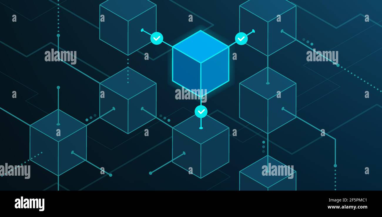 Blockvalidierung in Blockchain und digitalem Ledger Stock Vektor