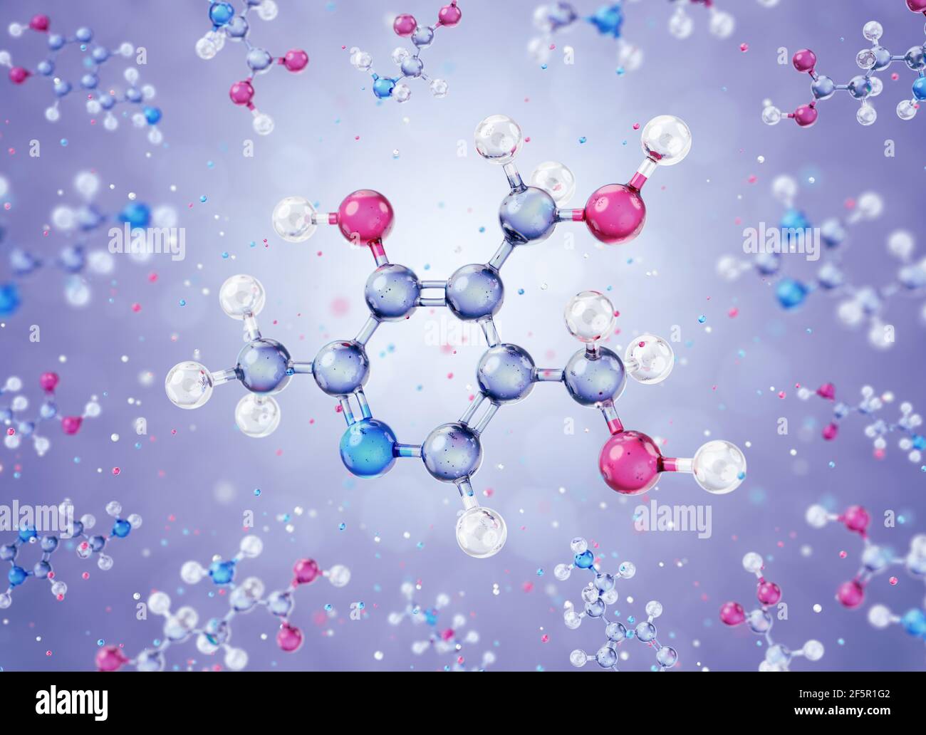 3D Molekül von Vitamin B6 Stockfoto