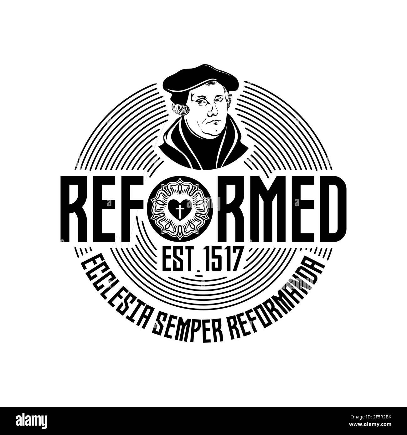 Martin Luther. 95 Thesen der Reformation der Kirche. Wittenberg 1517. Stock Vektor