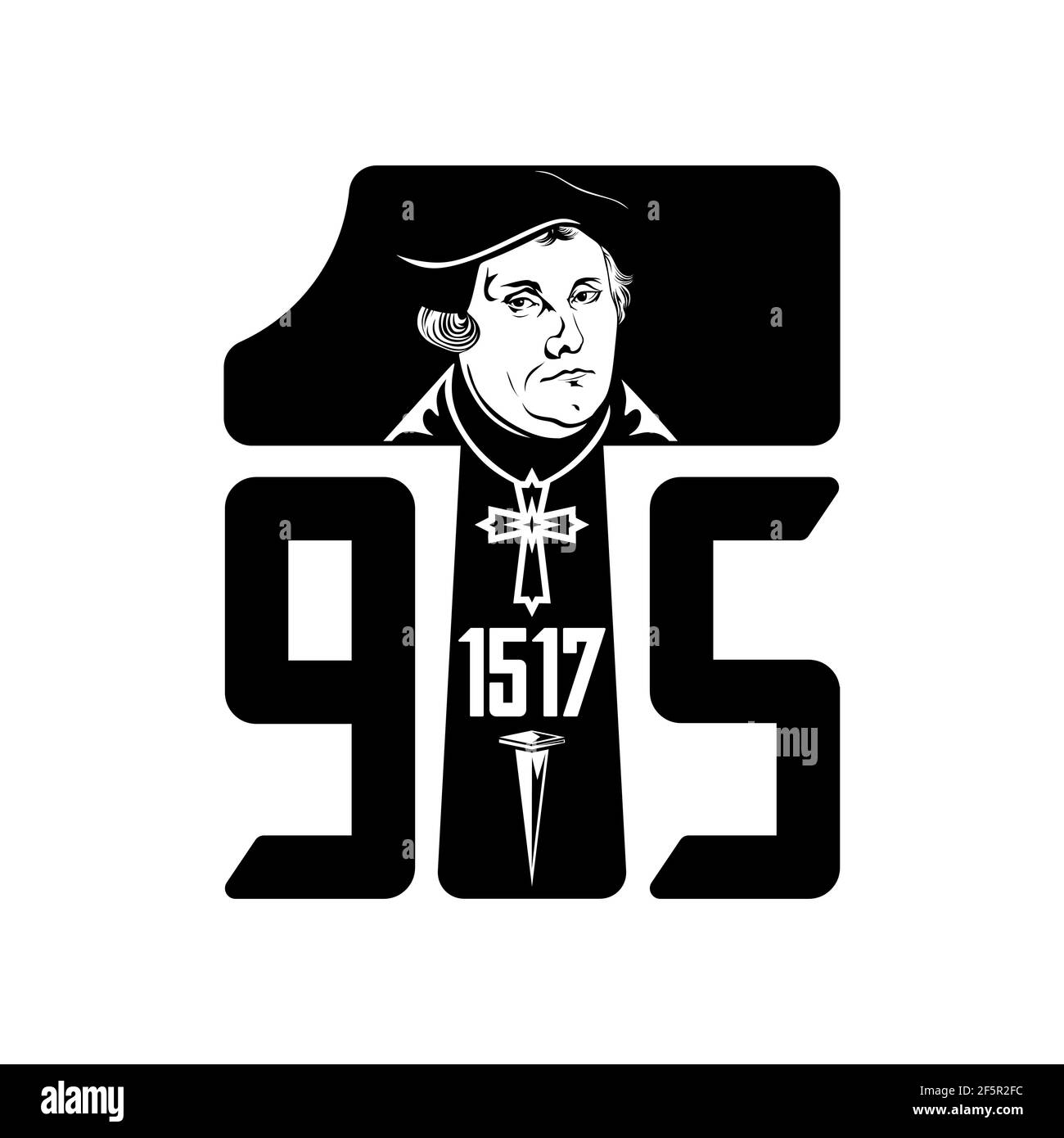 Martin Luther. 95 Thesen der Reformation der Kirche. Wittenberg 1517. Stock Vektor