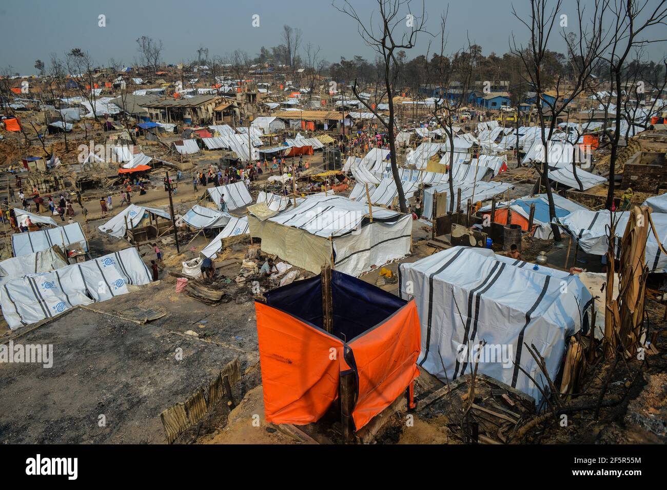 Rohingya Flüchtlingslager Feuer Stockfoto