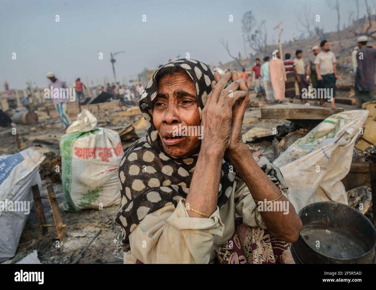 Rohingya Flüchtlingslager Feuer Stockfoto