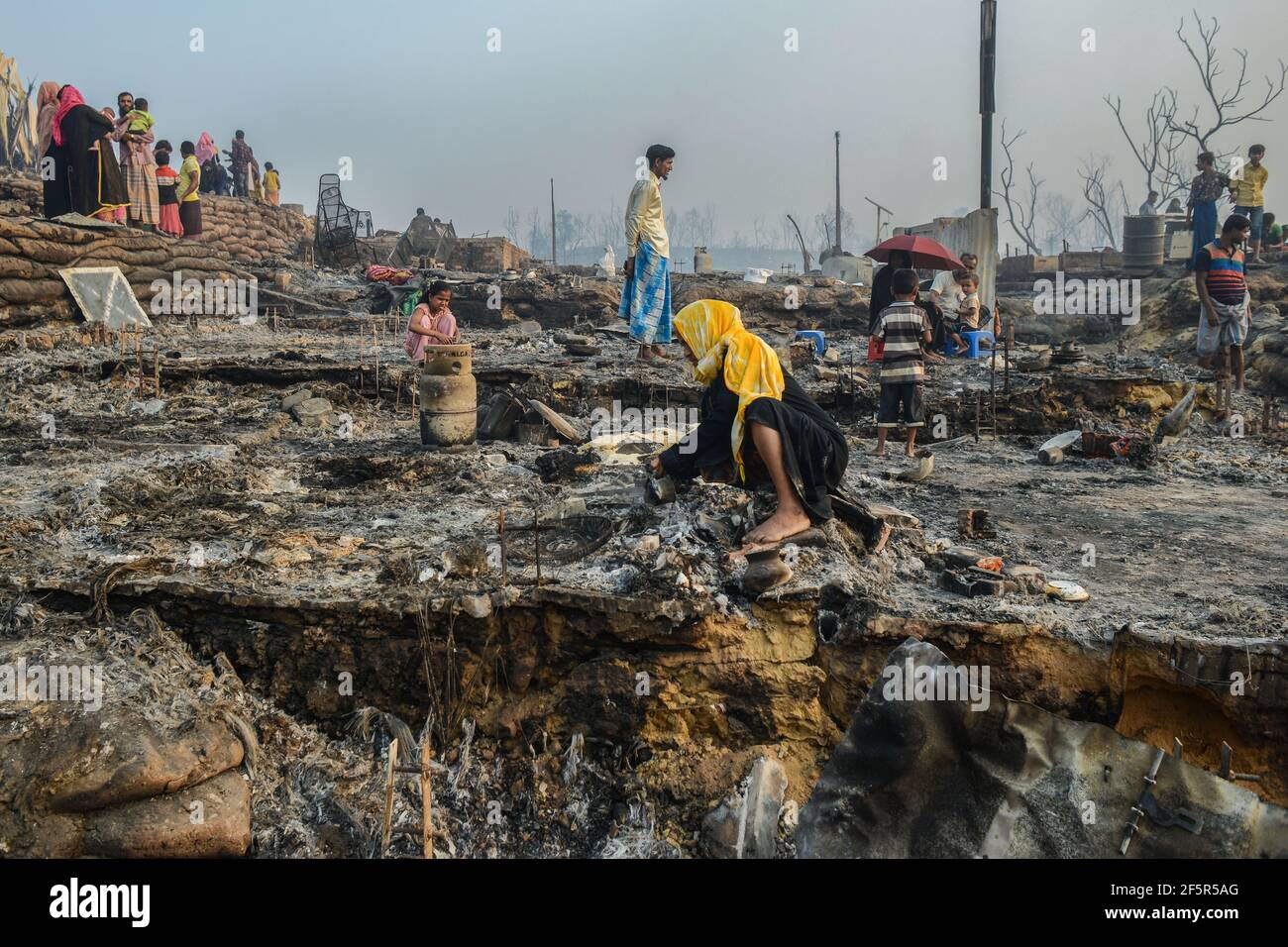 Rohingya Flüchtlingslager Feuer Stockfoto