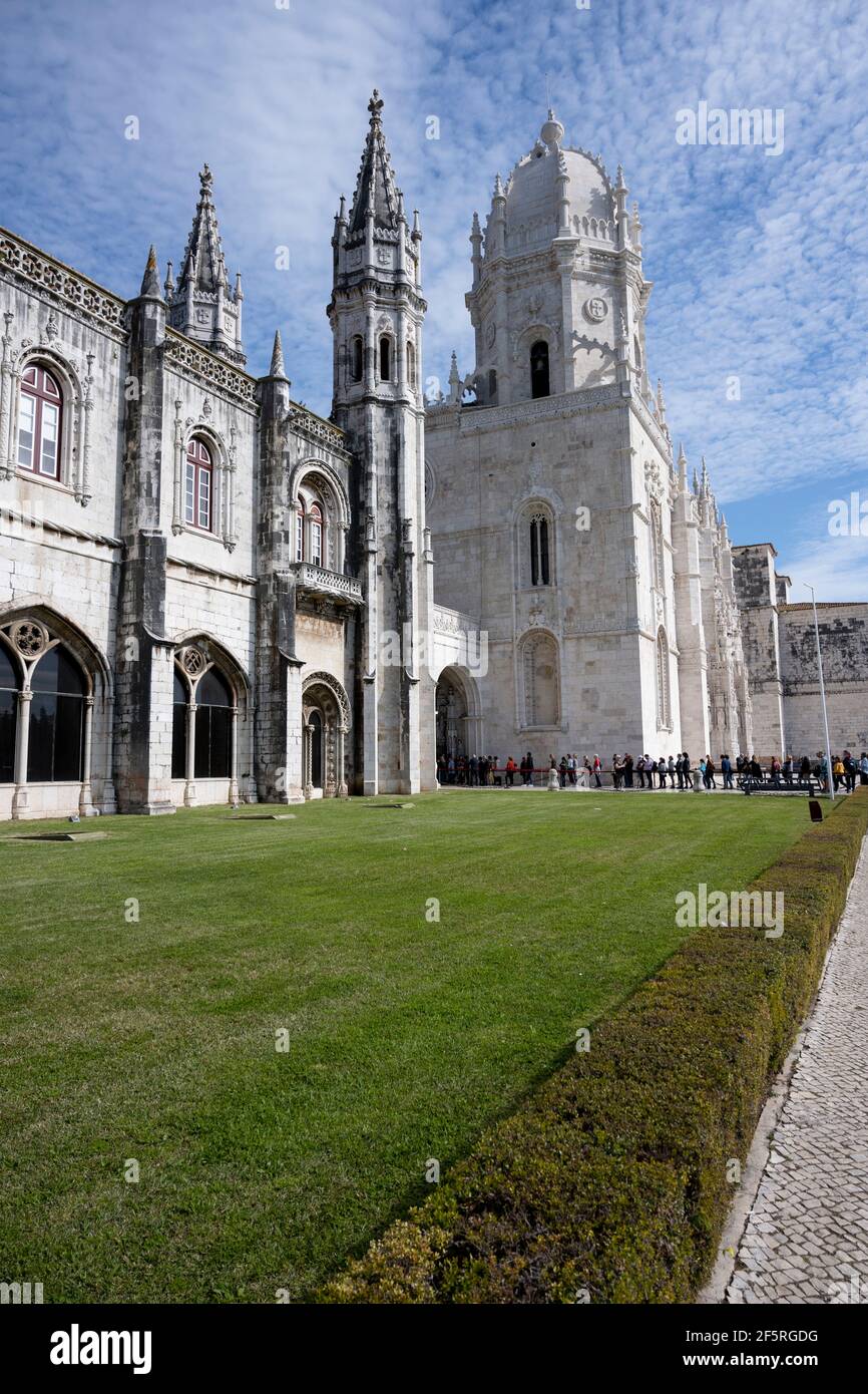 Vertikale Ansicht des Hieronymiten-Klosters (Jeronimos) Stockfoto