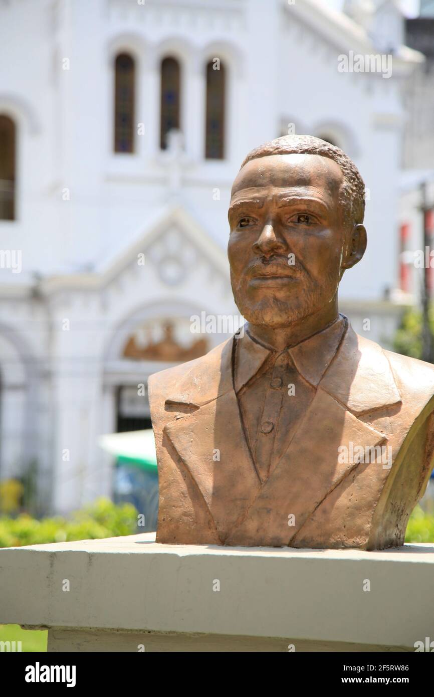 salvador, bahia, brasilien - 8. februar 2021: Joao de Deus do Nascimento, Märtyrer des Aufstandes der Alfaiaten, der 1799 in Piedade aufgehört wurde Stockfoto