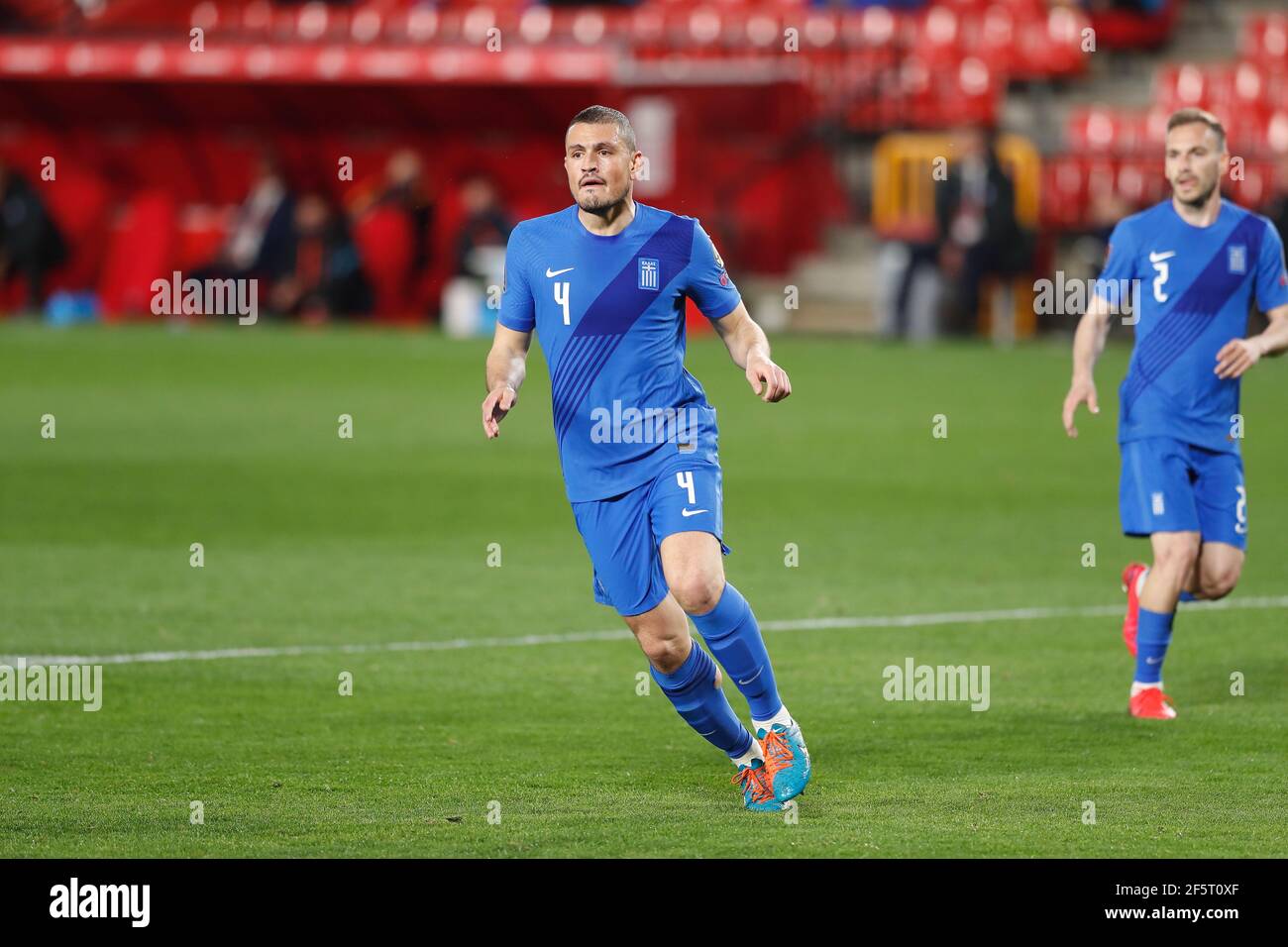 Granada, Spanien. März 2021, 25th. Kyriakos Papadopoulos (GRE) Fußball/Fußball: 2022 FIFA Fußball-Weltmeisterschaft European Qualifying Round Gruppe B Matchday 1 zwischen Spanien 1-1 Griechenland im Estadio Municipal Nuevo Los Carmenes in Granada, Spanien . Quelle: Mutsu Kawamori/AFLO/Alamy Live News Stockfoto