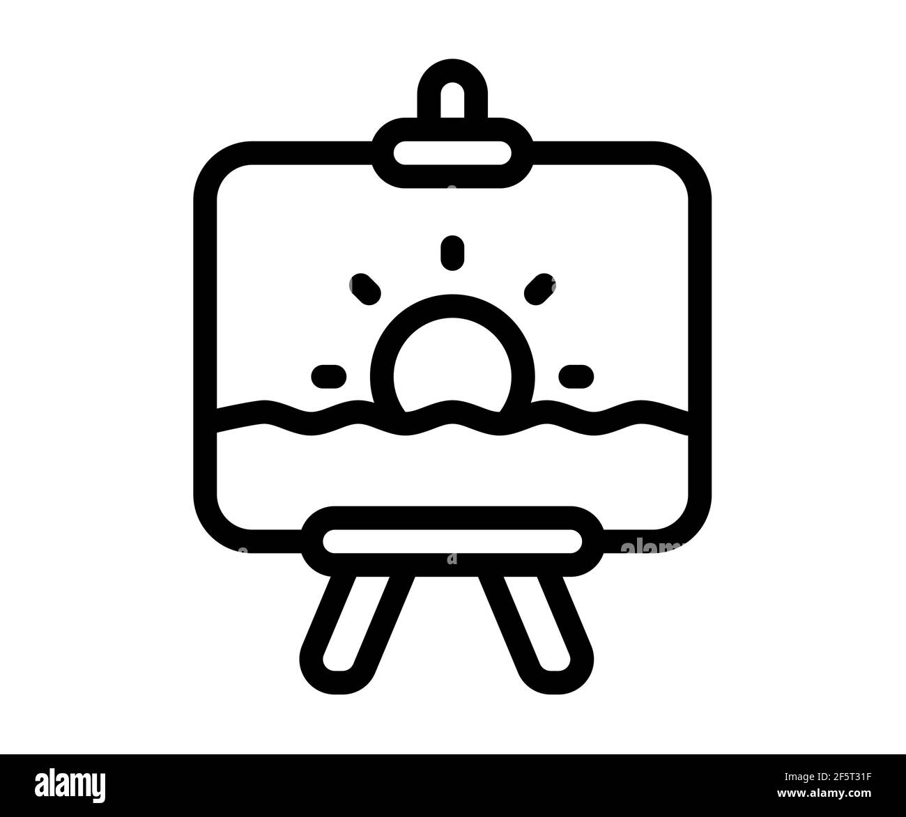 leinwand Kunst Malerei Zeichnung einzelne isolierte Symbol mit Umriss Stil Schwarz-Weiß-Vektorgrafik Stockfoto