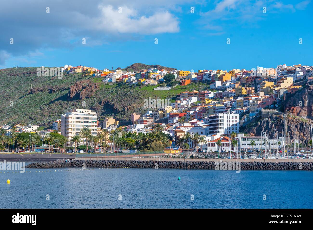 Blick am Meer von San Sebastian de la Gomera, Kanarische Inseln, Spanien. Stockfoto