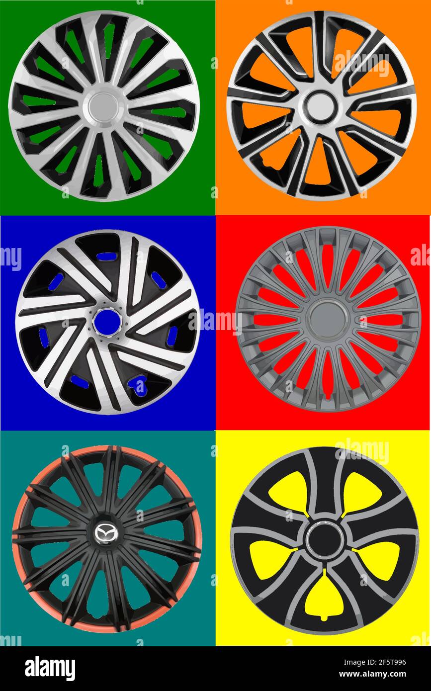 Dekorative Auto Radkappen. Platte. Vektor-illustration Stock Vektor