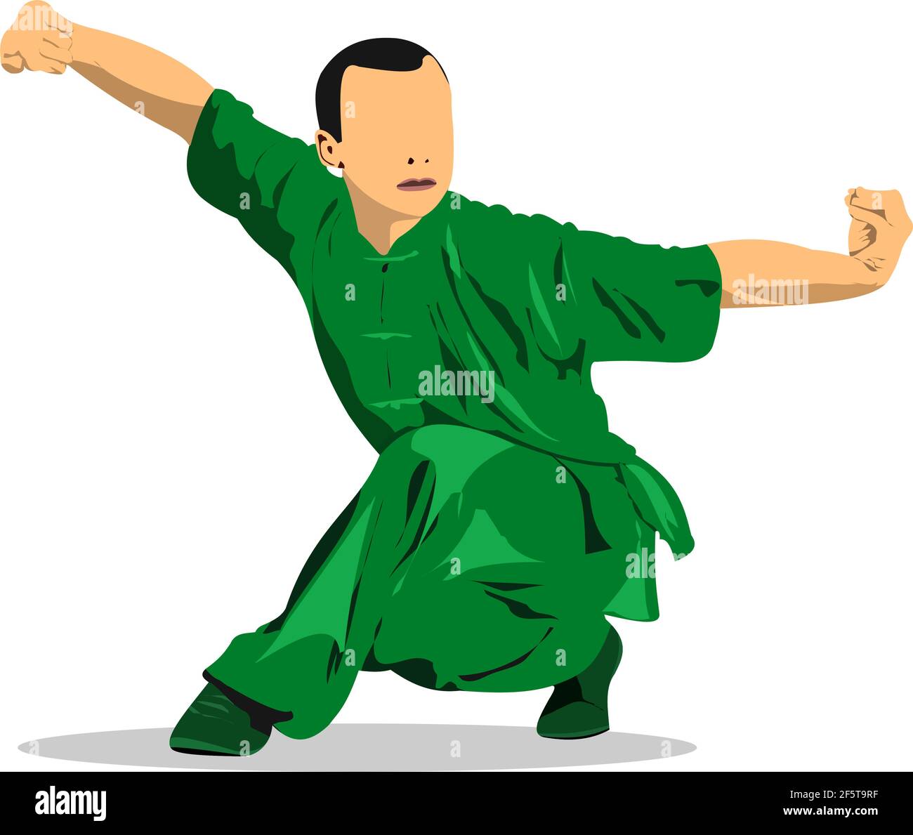 Orientalischer Kampfsport. Wushu. Farbige vektorgrafik 3D Stock Vektor