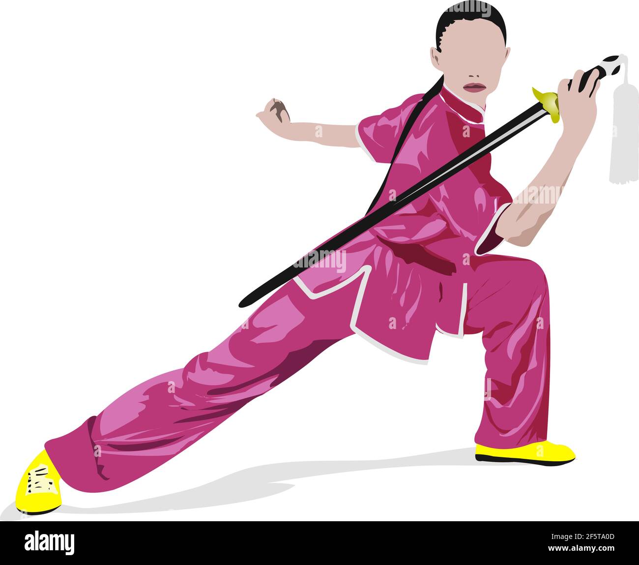 Orientalischer Kampfsport. Wushu. Farbige vektorgrafik 3D. Stock Vektor