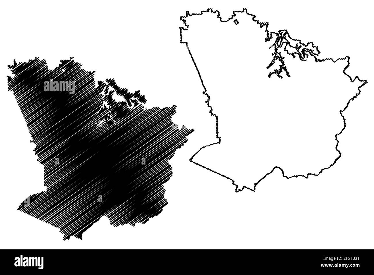 Monroe County, State of Tennessee (U.S. County, United States of America, USA, U.S., US) Kartenvektordarstellung, Scribble Skizze Monroe Karte Stock Vektor