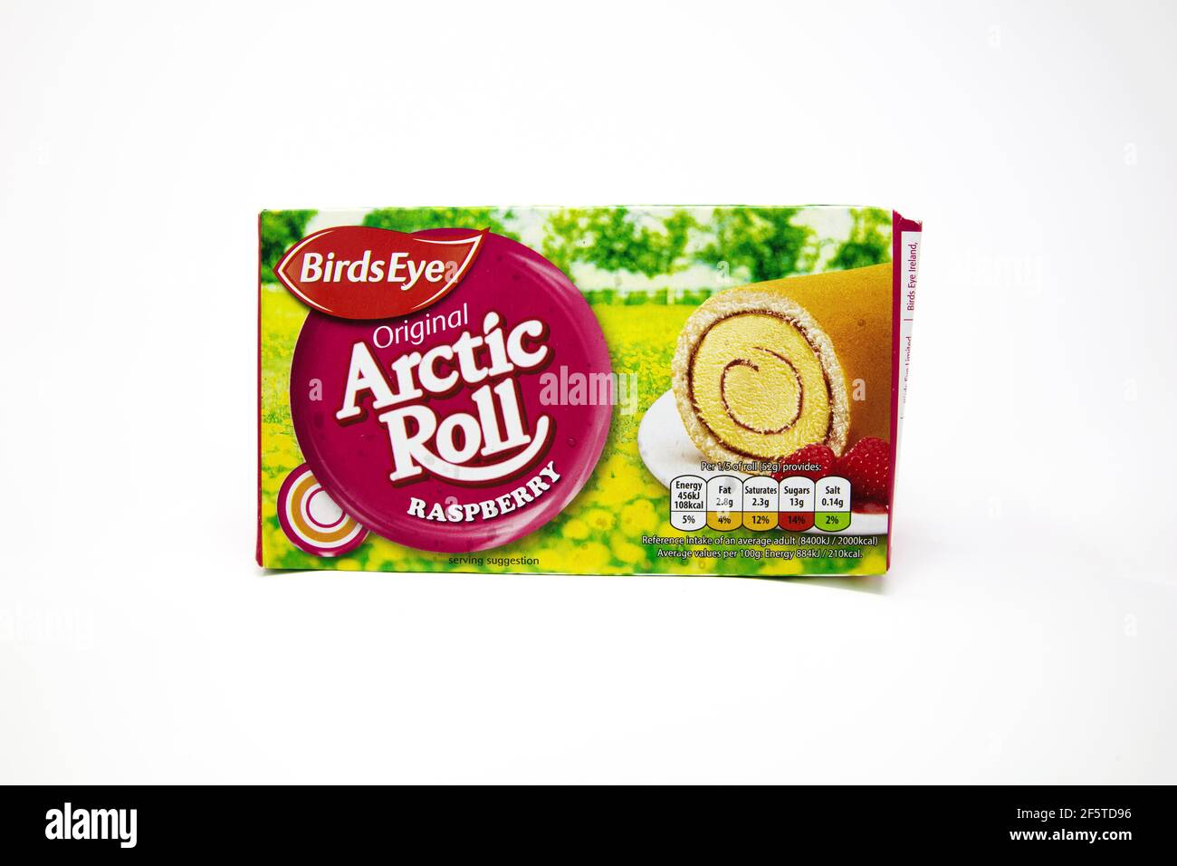 Vogelperspektive Raspberry Arctic Roll Stockfoto