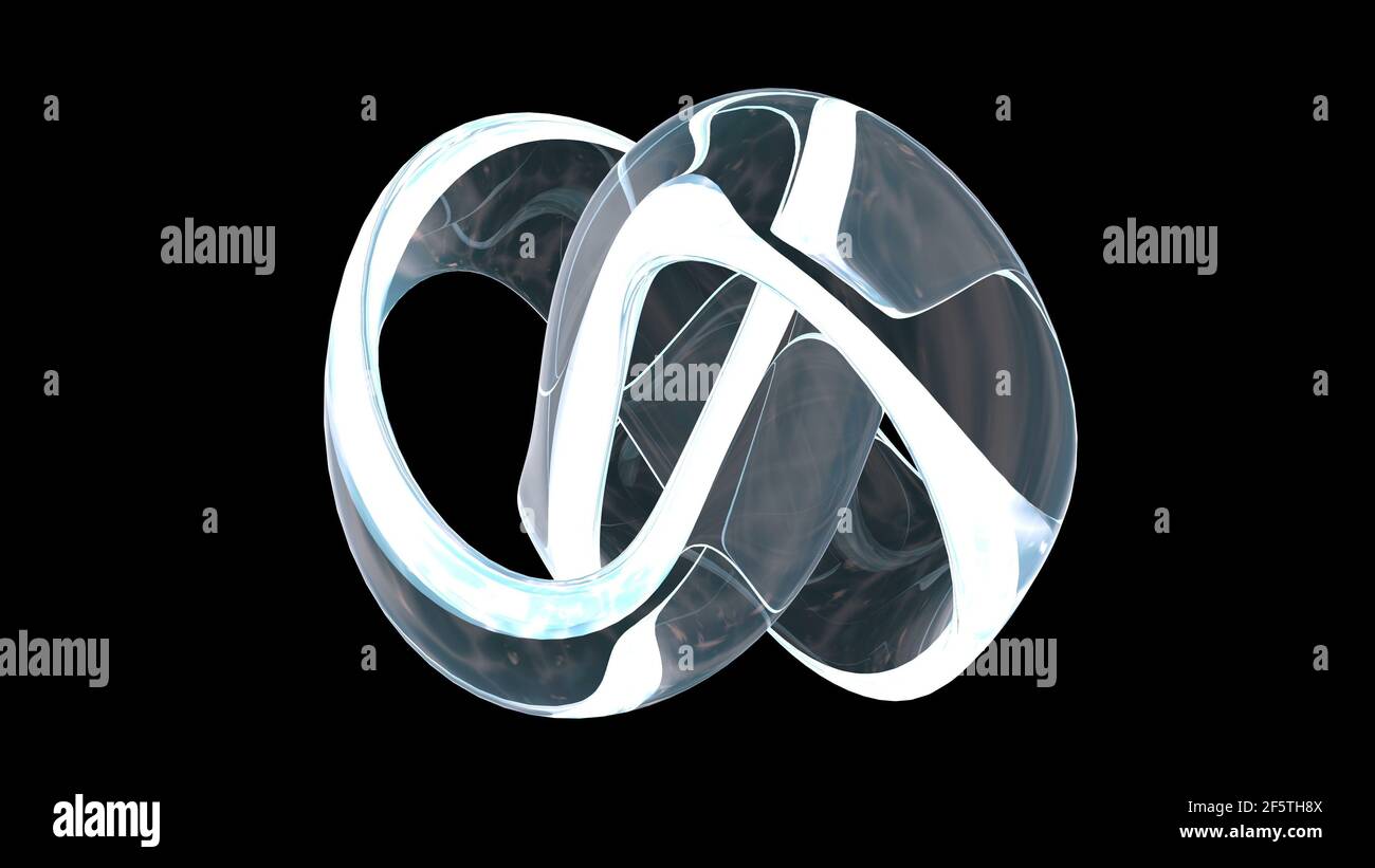 Glas Knoten Unendliche Endlosschleife stilvolles minimalistisches Design 3D Render Stockfoto