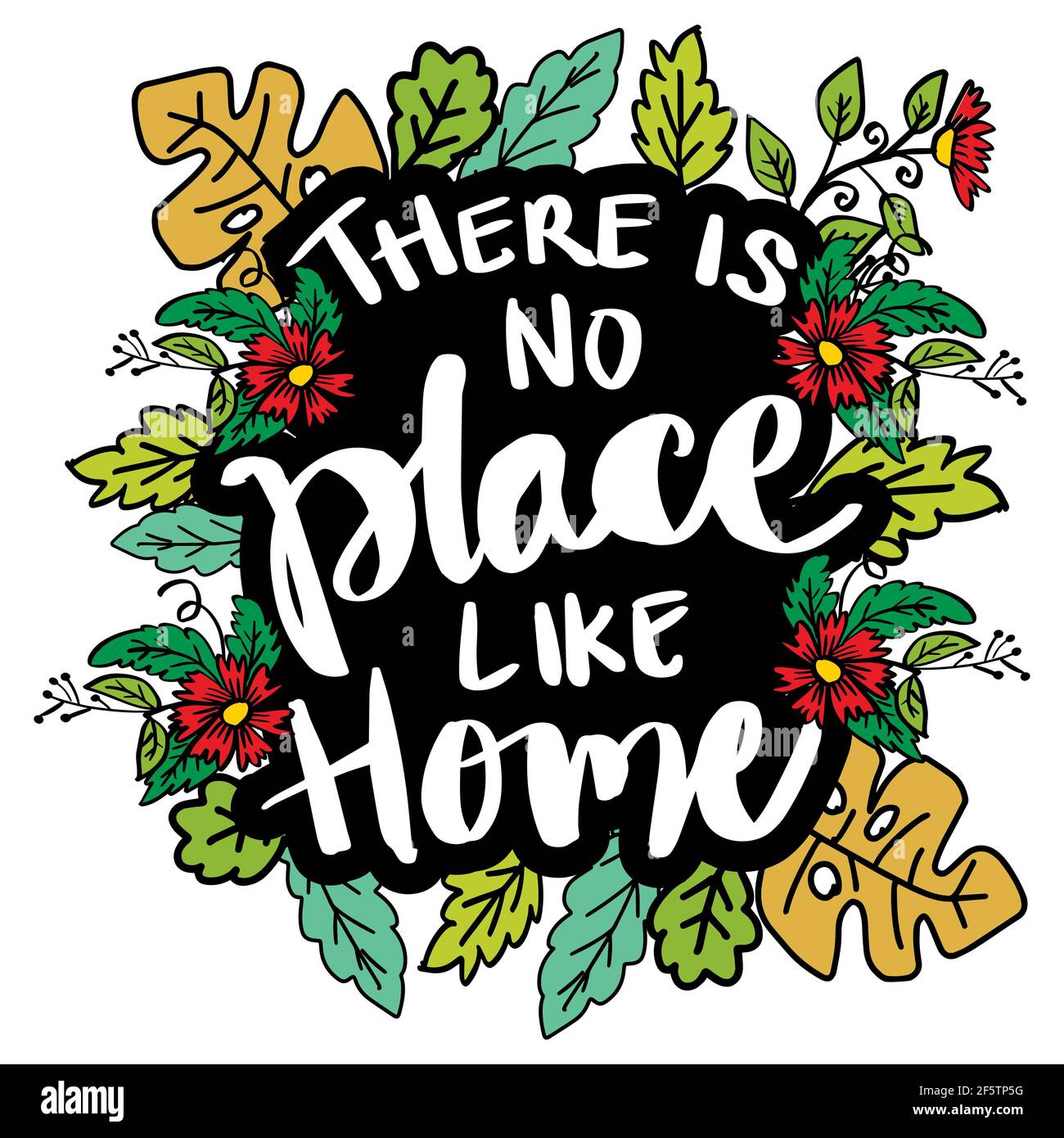 Es gibt keinen Ort wie Home Hand Schriftzug. Motivierendes Zitat. Stockfoto