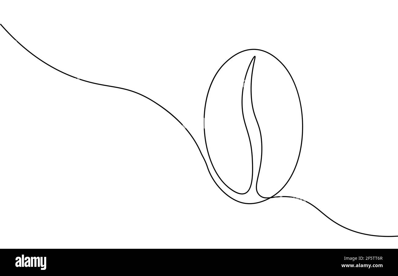Einzelne kontinuierliche Linie Kunst. Kaffeebohne Morgen Café heißen Drink Silhouette Konzept Design eine Skizze skizzieren Zeichnung Vektor Illustration Stock Vektor