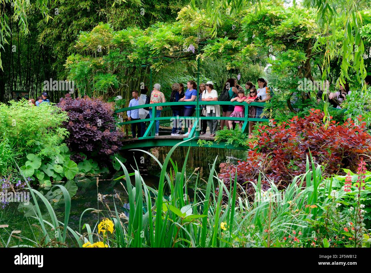 Monet Garten, Monet Garten, Seerosenteich, Besucher im Seerosenteich, Maler Claude Monet, Giverny, Normandie, Frankreich Stockfoto