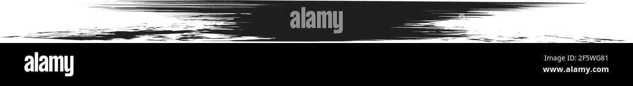 Grungy, Grunge, und strukturierte dicke Linie Trennlinie, Pinsel, Pinselstrich Vektor. Tinte, Flüssigkeit und Flüssigkeit horizontal Spritz-Effekt – Stock Vektor-Illust Stock Vektor