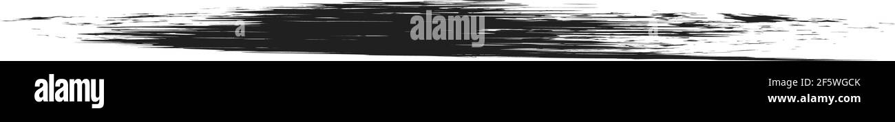 Grungy, Grunge, und strukturierte dicke Linie Trennlinie, Pinsel, Pinselstrich Vektor. Tinte, Flüssigkeit und Flüssigkeit horizontal Spritz-Effekt – Stock Vektor-Illust Stock Vektor