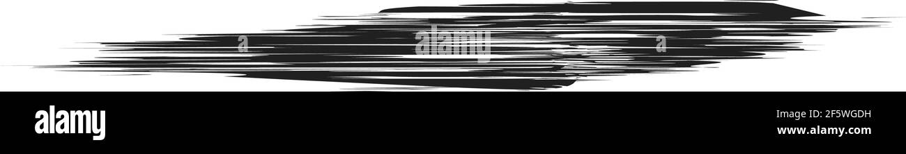 Grungy, Grunge, und strukturierte dicke Linie Trennlinie, Pinsel, Pinselstrich Vektor. Tinte, Flüssigkeit und Flüssigkeit horizontal Spritz-Effekt – Stock Vektor-Illust Stock Vektor