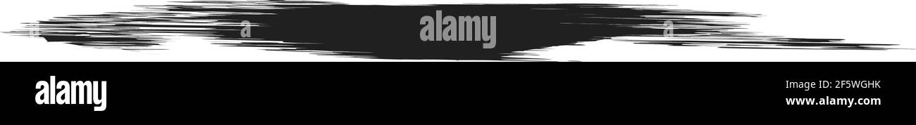 Grungy, Grunge, und strukturierte dicke Linie Trennlinie, Pinsel, Pinselstrich Vektor. Tinte, Flüssigkeit und Flüssigkeit horizontal Spritz-Effekt – Stock Vektor-Illust Stock Vektor