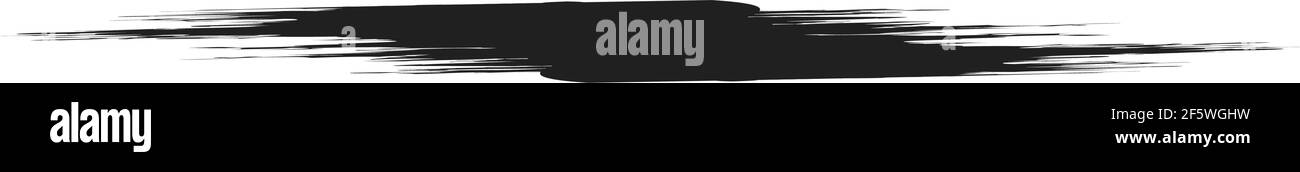 Grungy, Grunge, und strukturierte dicke Linie Trennlinie, Pinsel, Pinselstrich Vektor. Tinte, Flüssigkeit und Flüssigkeit horizontal Spritz-Effekt – Stock Vektor-Illust Stock Vektor