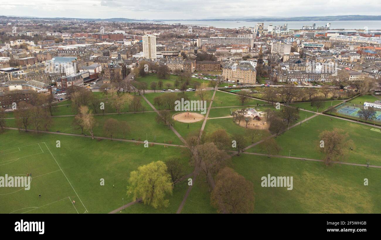 Luftaufnahme über Leith Links in Edinburgh. Kredit: Euan Cherry Stockfoto