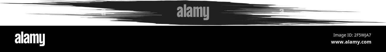 Grungy, Grunge, und strukturierte dicke Linie Trennlinie, Pinsel, Pinselstrich Vektor. Tinte, Flüssigkeit und Flüssigkeit horizontal Spritz-Effekt – Stock Vektor-Illust Stock Vektor