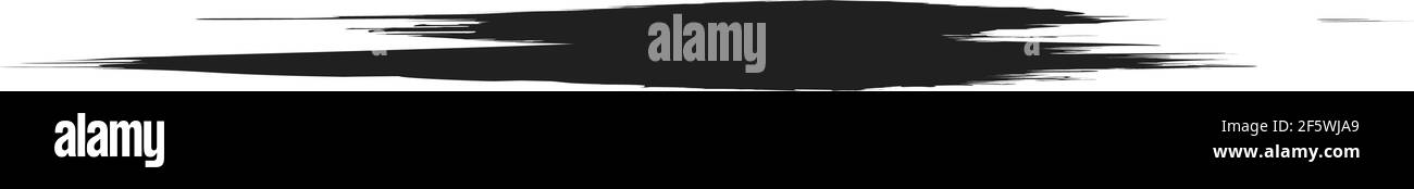 Grungy, Grunge, und strukturierte dicke Linie Trennlinie, Pinsel, Pinselstrich Vektor. Tinte, Flüssigkeit und Flüssigkeit horizontal Spritz-Effekt – Stock Vektor-Illust Stock Vektor