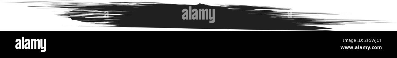 Grungy, Grunge, und strukturierte dicke Linie Trennlinie, Pinsel, Pinselstrich Vektor. Tinte, Flüssigkeit und Flüssigkeit horizontal Spritz-Effekt – Stock Vektor-Illust Stock Vektor