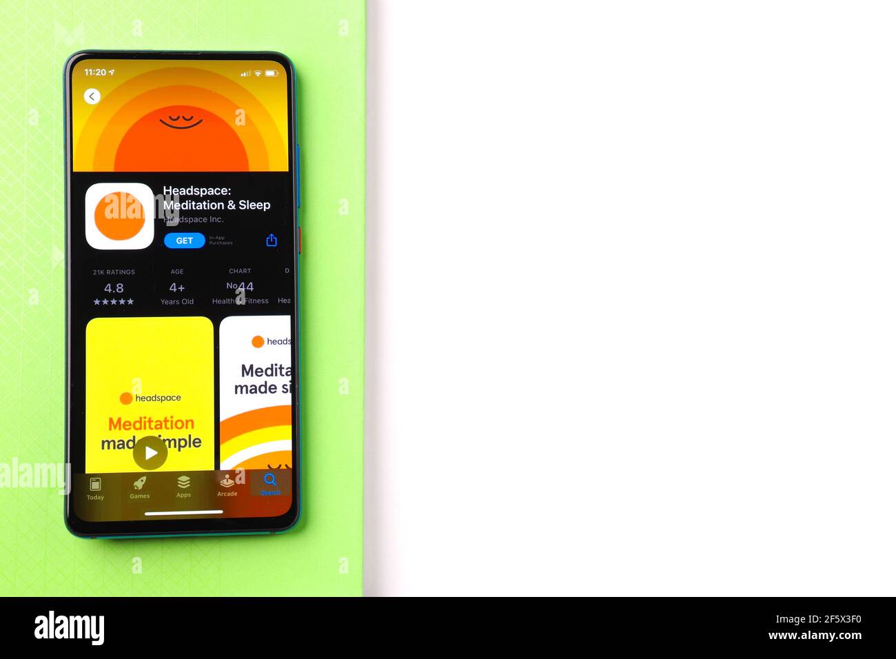 Assam, indien - 30. März 2021 : Headspace Logo auf Handy-Bildschirm Stock Bild. Stockfoto