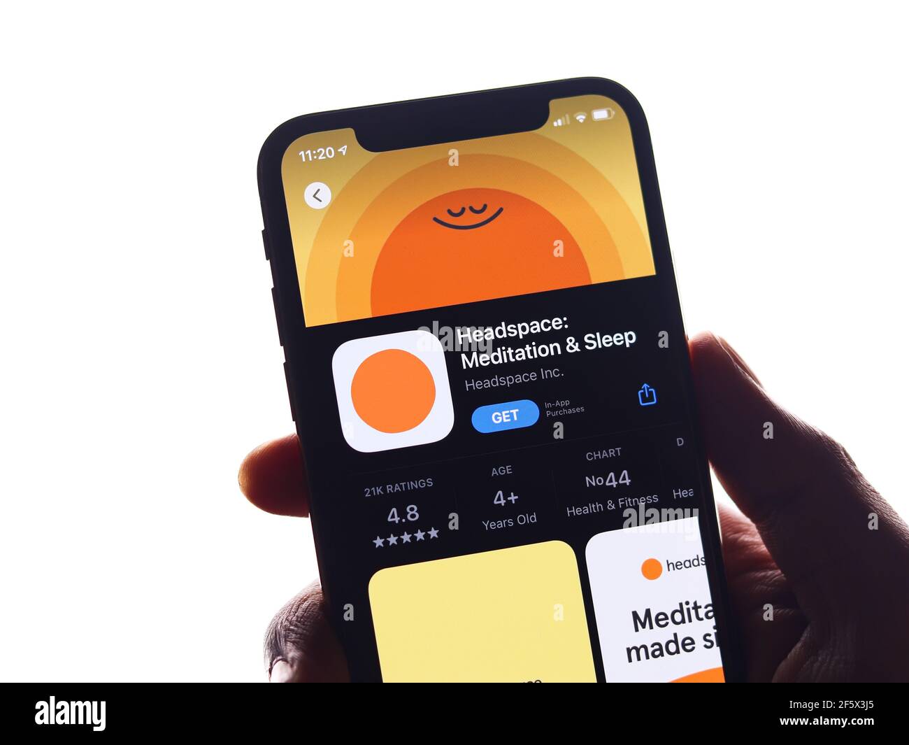 Assam, indien - 30. März 2021 : Headspace Logo auf Handy-Bildschirm Stock Bild. Stockfoto