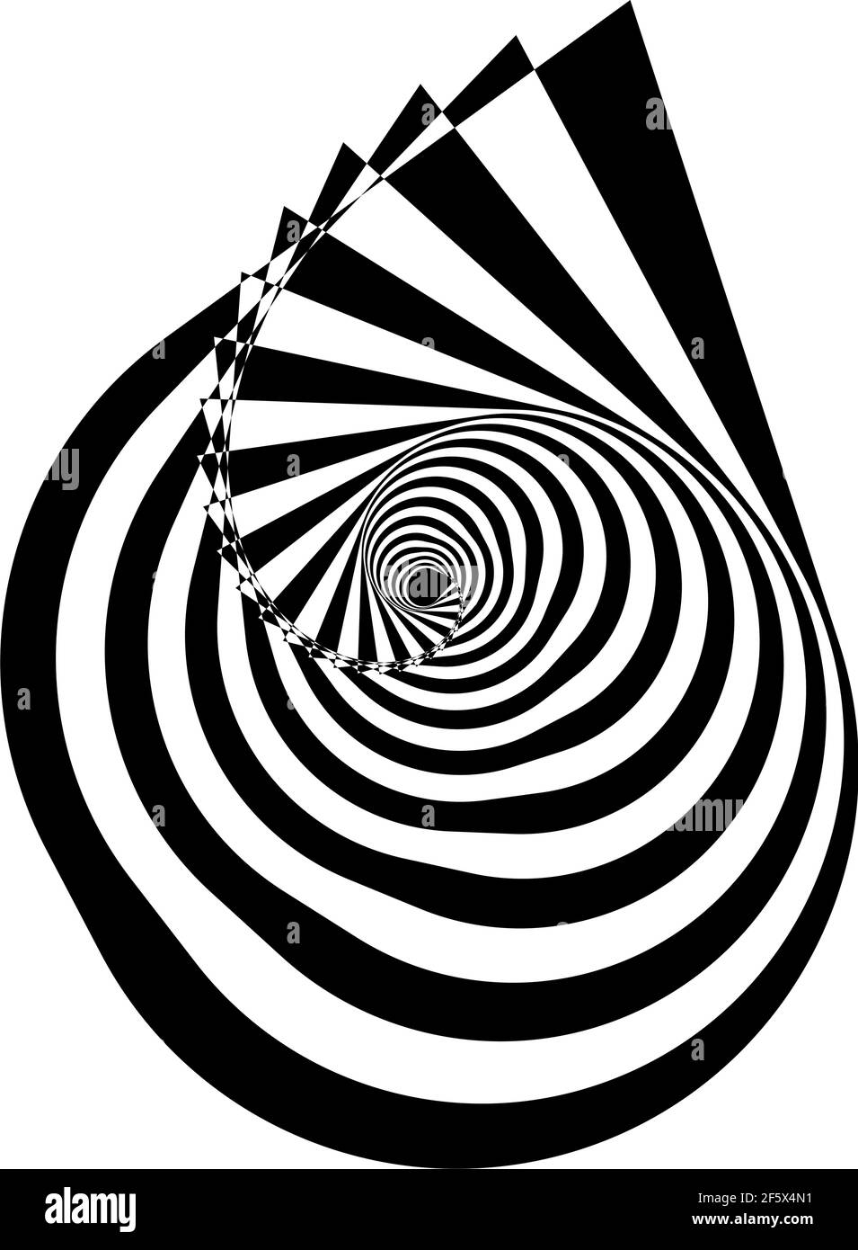 Op-Art, optisches, visuelles Kunstelement mit nach innen gerichtlicher Drehung – Stock-Vektor-Illustration, Clip-Art-Grafik Stock Vektor