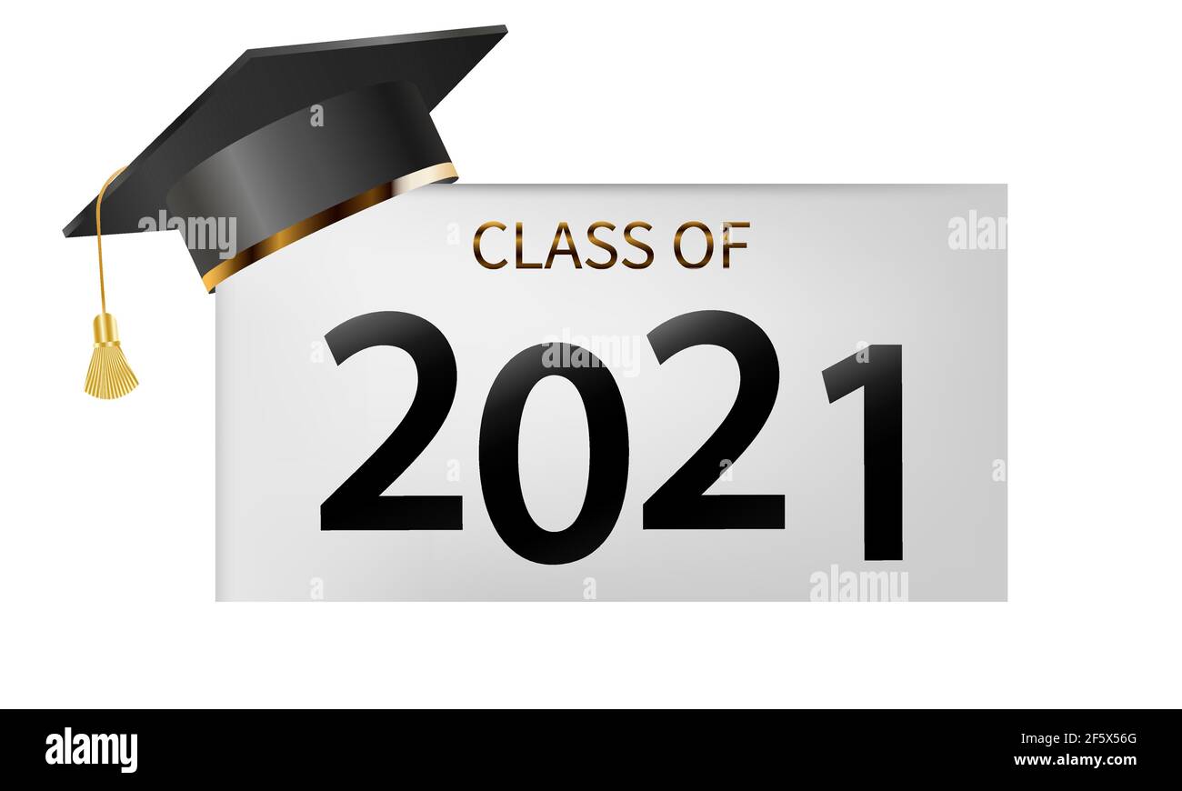 Klasse 2021. Graduation Design für Gratulation Veranstaltung, Party, High School oder College-Absolvent Stock Vektor