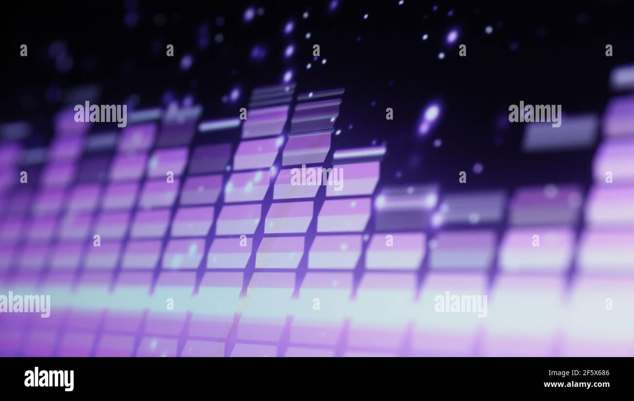 Music Equalizer-Leiste. Audio-Waveform-Equalizer auf schwarzem Hintergrund. Musik oder Schallwelle auf Monitor. Bunte Sound Visualizer abstrakt. Gradient Stockfoto