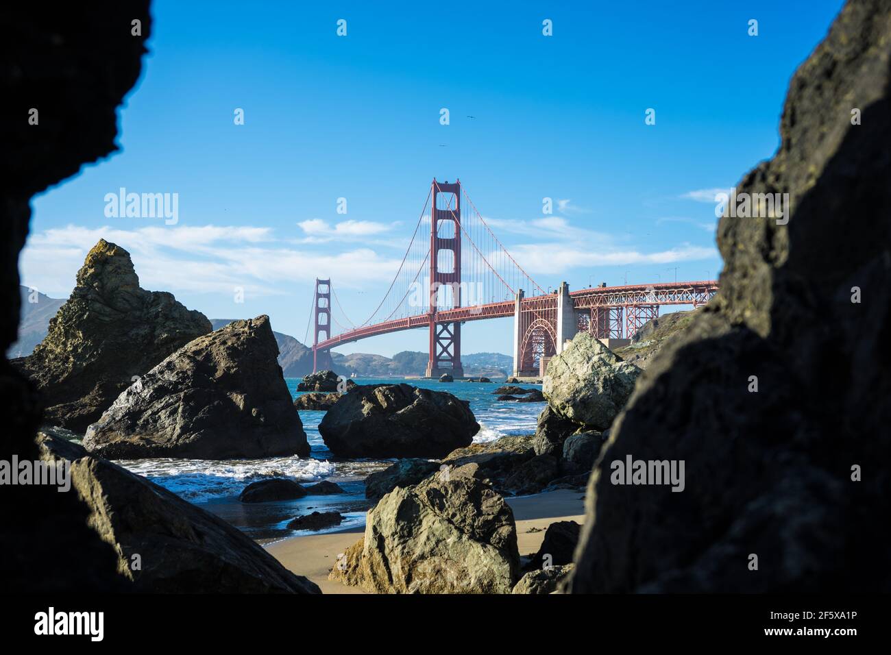 Golden Gate Bridge von Baker Beach Stockfoto