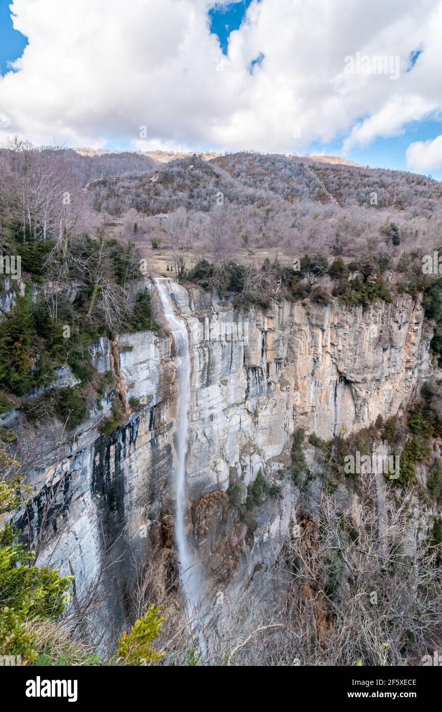 Wasserfall von El Sallent, Sant Privat d'en Bas, Garrtoxa, Katalonien, Spanien Stockfoto