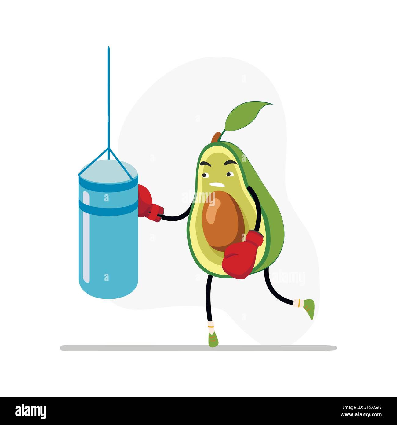 Avocado Boxen, Sport Life Konzept. Gesunde Lebensweise Avocado Boxen Herausforderung, Sportgeräte Erholung. Vektorgrafik Stock Vektor