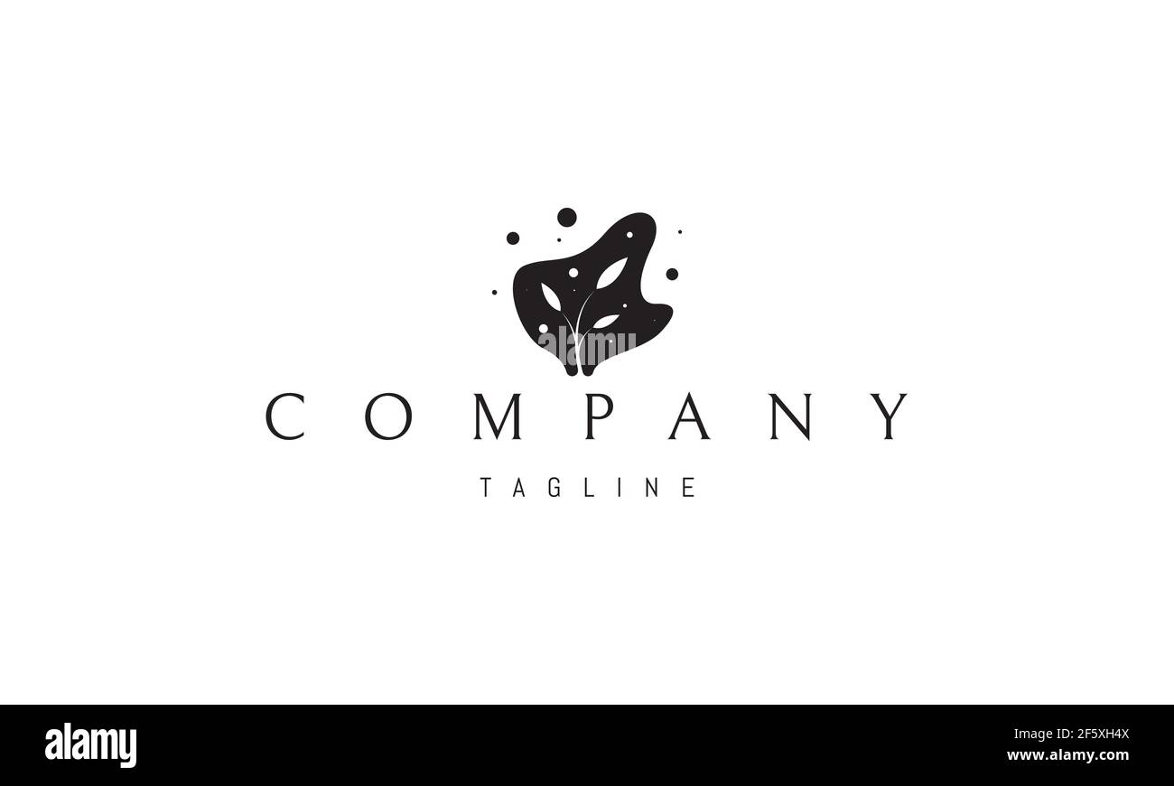 Vektor-Logo, auf dem ein abstraktes Bild einer Pflanze in einem schwarzen Punkt. Stock Vektor