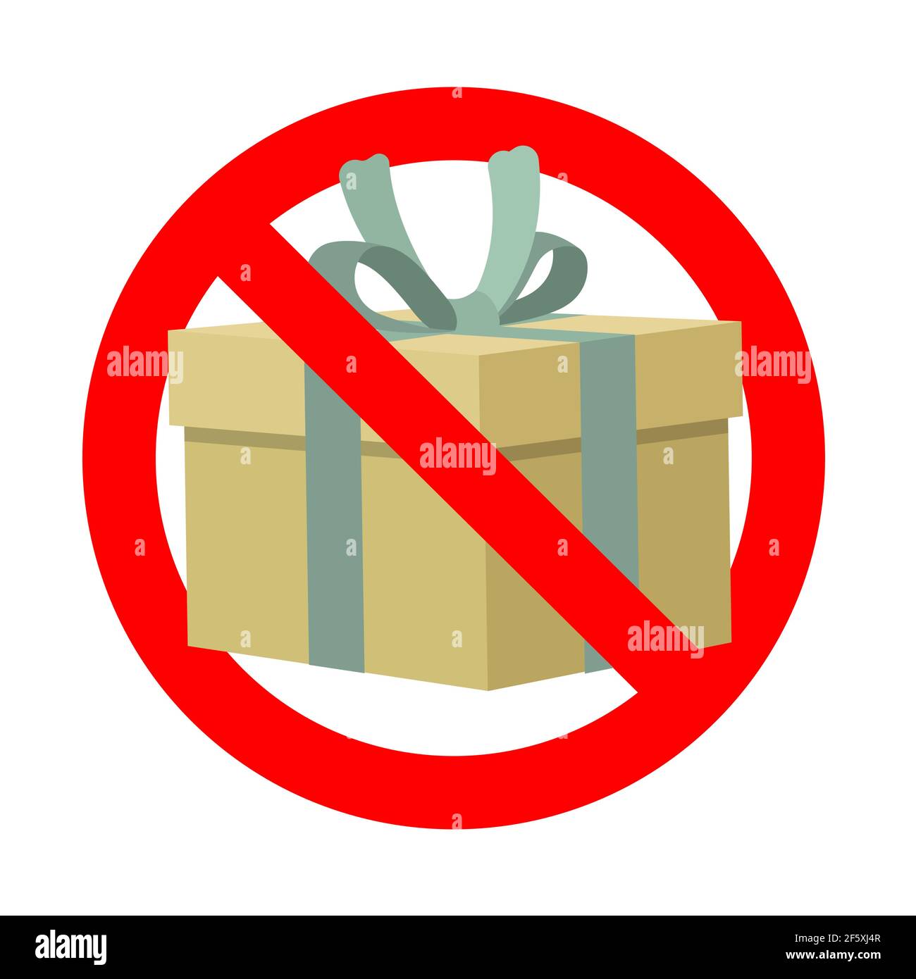 Verbotenes Geschenk, Symbol vorhanden Verbotssymbol. Vektor verbieten Überraschung, kein Geschenk-Paket, Verbot geben Geschenk-Box, verbieten zu feiern Illustration Stock Vektor
