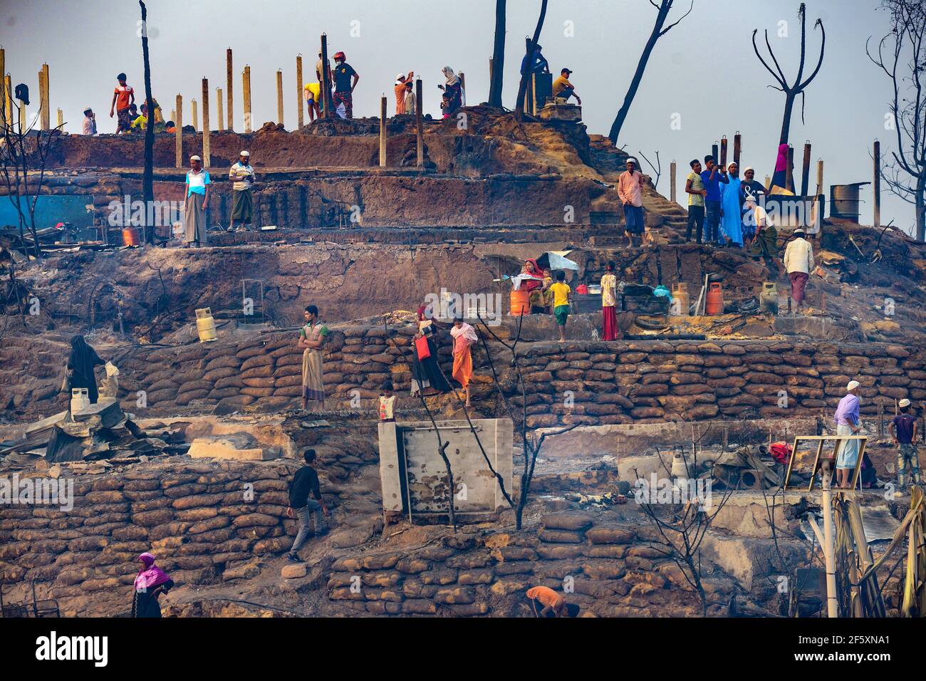 Feuer Im Lager Rohingya Stockfoto