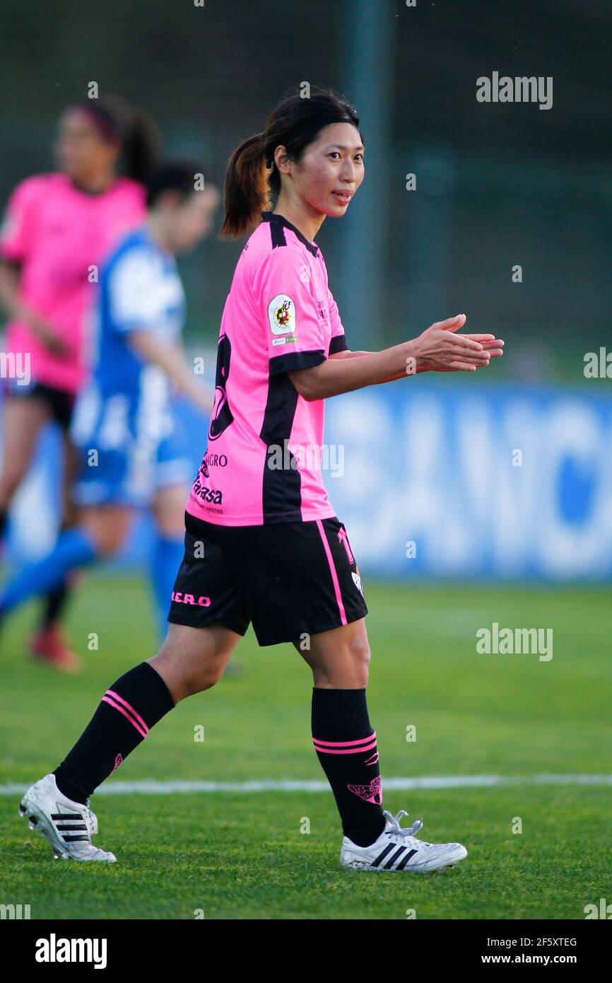 Coruna, Spanien. Yoko Tanaka von Sporting de Huelva während des Iberdrola League-Spiels zwischen Deportivo de la Coruña und Sporting de Huelva Stockfoto