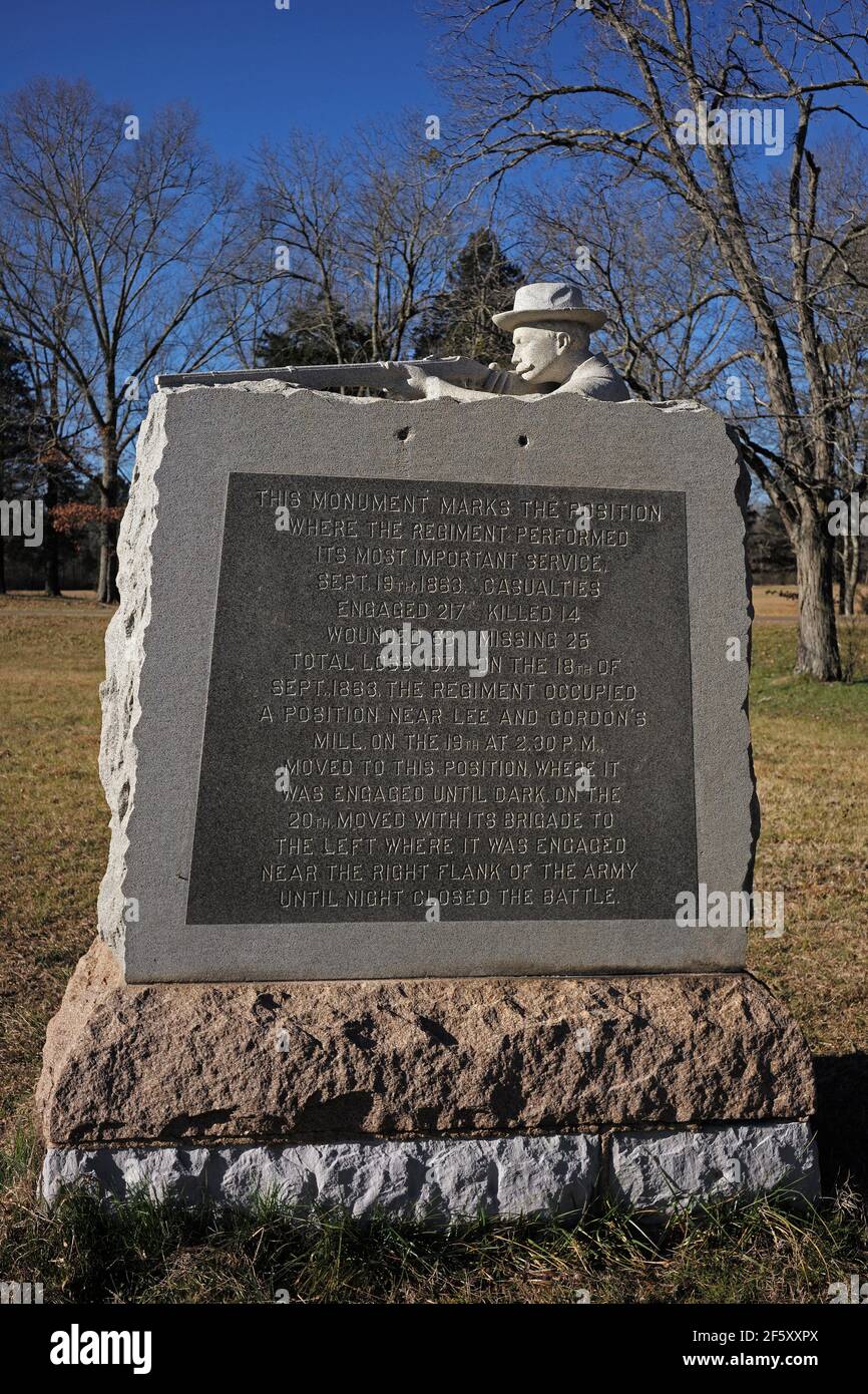 Denkmal auf dem Schlachtfeld von Chickamauga in Georgien. Stockfoto